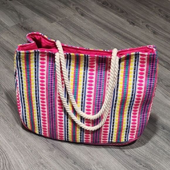 EUC Judith March XL Neon Bright Fabric Beach Tote Bag - Picture 1 of 8